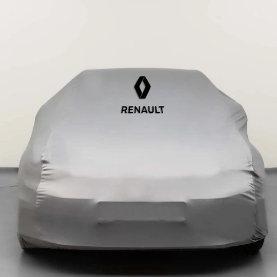 Teksin Renault Clio 5 Kumaş Logolu Oto Branda - Penye Örtü Gri