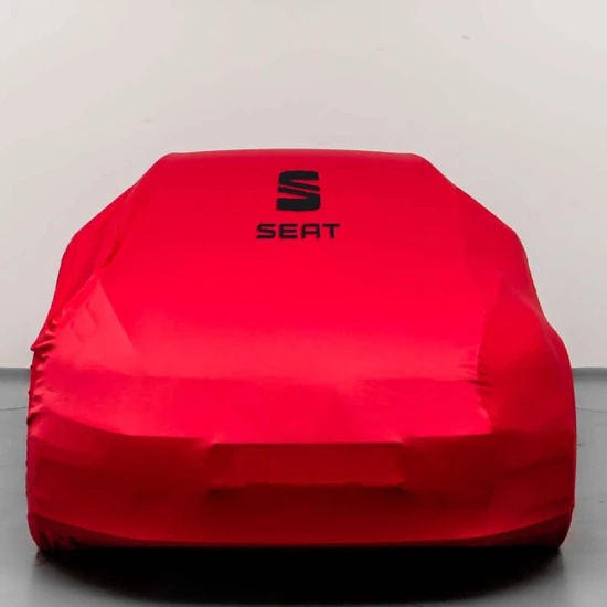 Teksin Seat Leon 3 Sw Kumaş Logolu Oto Branda - Penye Örtü Kırmızı