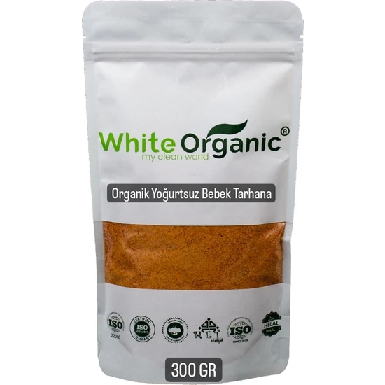 White Organic Organik Yoğurtsuz Bebek Tarhanası 300 gr +6 Ay Üzeri Vegan Tuzsuz