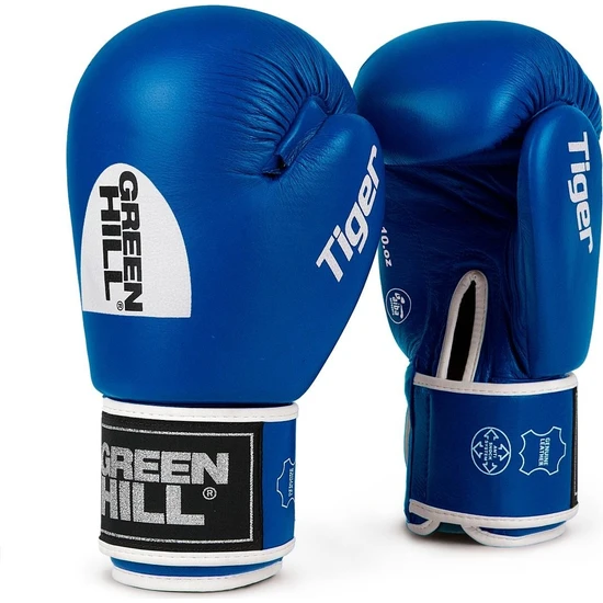 Green Hill Tiger Aiba Onaylı Deri Boks Eldiveni Mavi