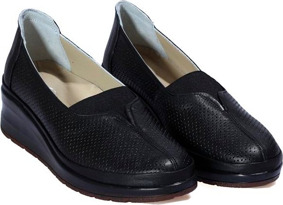 Arega Dolgu Taban Siyah Deri Comfort Anne Ayakkabı görsel 2
