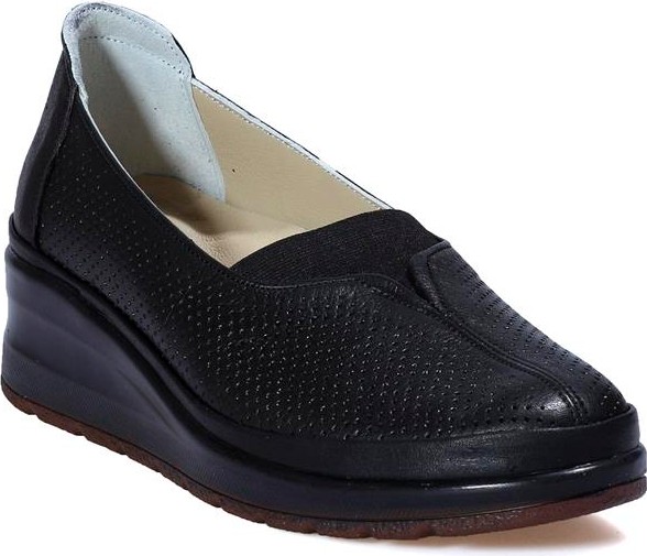 Arega Dolgu Taban Siyah Deri Comfort Anne Ayakkabı görsel 4