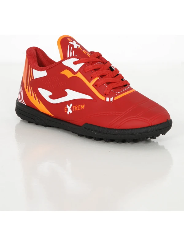 Kabkabi Genç Çocuk Kırmızı Sarıı Renkli Desenli Siyah Taban Futbol Halı Saha Ayakkabısı Krampon