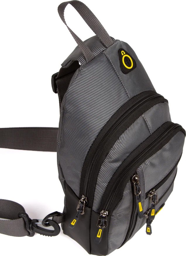 Newish Polo Body Bag USB Çıkışlı Çapraz Göğüs ve Sırt Çantası Qatro 2333 Su Geçirmez Gri Küçük Boy görsel 3