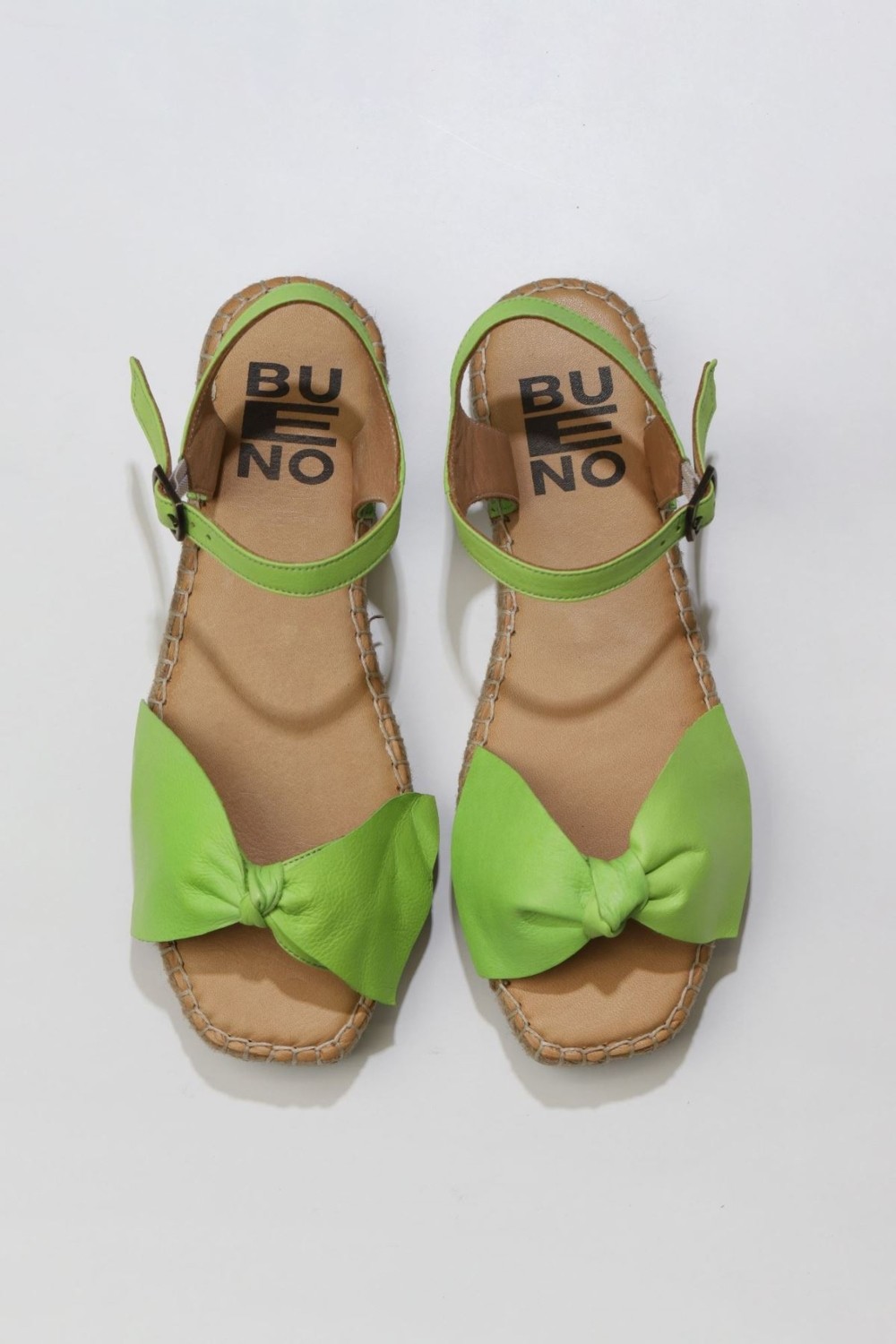 Bueno Shoes Yeşil Deri Kadın Espadril Sandalet 01WU5206