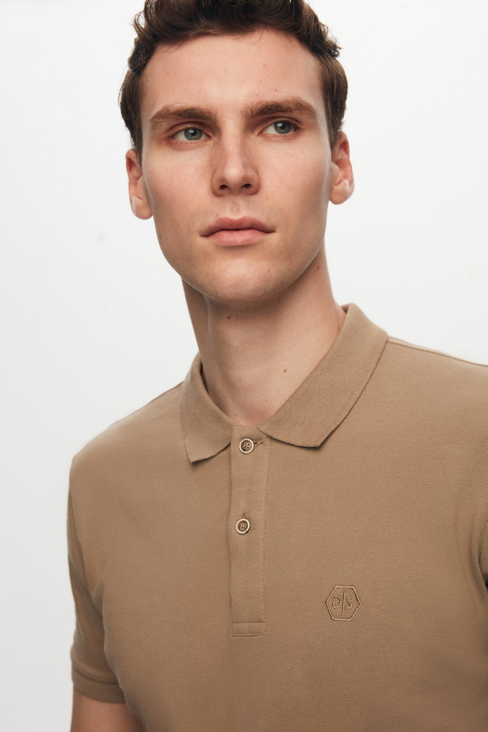 D'S Damat Regular Fit Vizon Pike Dokulu %100 Pamuk Kıvrılmaz Polo Yaka Nakışlı T-shirt 4HC14ORT51000 görsel 3