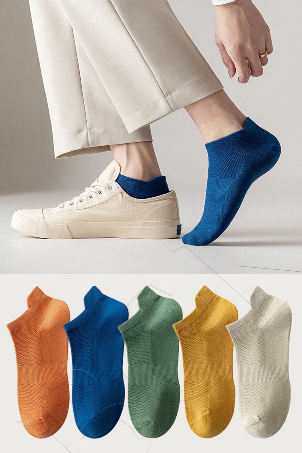 Bgk Unisex Spor Patik Çorap 5'li Renkli Set, Yüksek Lifli Pamuk, Ter Emici ve Dayanıklı Günlük Kullanım
