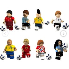 8 Parça Futbol Yıldızı Figürleri Messi Beckham Ronaldo Yapı Taşı Minifigure Oyuncaklar (Yurt Dışından)