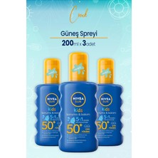 Nivea Sun Çocuk Renkli Nemlendirici Güneş Spreyi Gkf 50+ 200 ml x 3 Adet