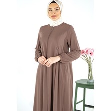 Beyza Düğme Esprili Kahve Ferace 3713