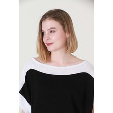 Vegenze Kadın Siyah Ekru Kuşaklı Yazlık Ince Triko Bluz