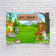 Reysa Tasarım Orman ve Hayvanlar Temalı Doğum Günü AFIŞI35 x 50 cm
