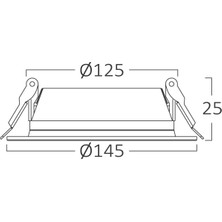Braytron SBP12-01230-BRY-BP12-12W-6500K-BEYAZ Işık-5"-S.a-Ledlı Slım Downlıght