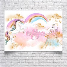 Reysa Tasarım Prenses ve Unicorn Temalı Doğum Günü AFIŞI35 x 50 cm