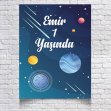 Reysa Tasarım Uzay ve Gezegenler Temalı Doğum Günü AFIŞI35 x 50 cm