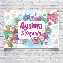 Reysa Tasarım Çiçek Temalı Doğum Günü AFIŞI35 x 50 cm
