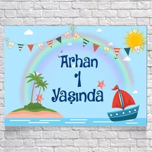Reysa Tasarım Gemi Deniz ve Gökkuşağı Temalı Doğum Günü AFIŞI35 x 50 cm