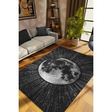 Homshtag Yansıtan Siyah Renkli Salon Halısı Gökyüzü Temalı Genç Odası Halısı Koyu Renkli Halı