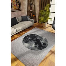 Homshtag Dolunay Gri Renkli Halı Dokulu Salon Halısı Minimal Genç Odası Halısı Gökyüzü Temalı Halı