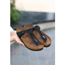 Alban Shoes Aksar Siyah Nubuk Parmak Arası Terlik