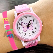 Korikom Çocuk Saatleri 3 Atm Analog Kelebek Çocuk Saati-Isme Özel Bileklik Kombin STC41419