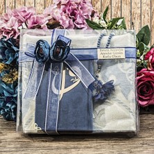 İkranur Hediyelik Seccade, Inci Tesbih, Kur'an-I Kerim, Asetat Kutulu (26×23) Paket Lacivert