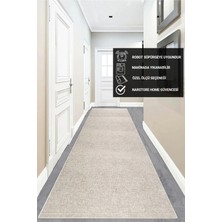 NarStore Home Düz Bej Kaymaz Taban Yıkanabilir Kesme Yolluk Halı