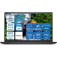 Dell Inspiron 3520 Intel Core i7 1255U 16GB 512GB SSD Ubuntu 15.6" FHD Taşınabilir Bilgisayar I35201013U001