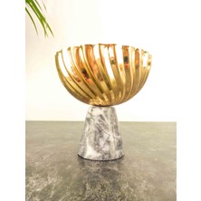 Bitki Tasarımı Ithal Gri Mermer Ayaklı Gold Dövme Demirli Saksı Saksılık Dekoratif Aksesuar