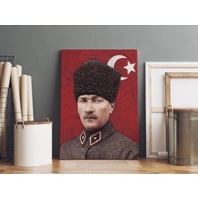 Saturndesign Mustafa Kemal Atatürk Kanvas Tablo 40X55CM Osmanlı Subay Üniforması ile Dekoratif Tablo