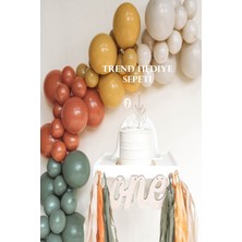 Trend Hediye Sepeti Küf Yeşili Koyu Turuncu Zerdeçal Deniz Kumu 50 Adet Balon ve 5 M Balon Zinciri