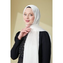 Moda Mevsimi Janjan Abiye Şal Kırık Beyaz
