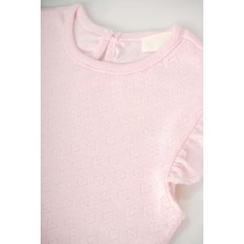 Miniko Kids Kız Bebek Pamuk Kalp Desenli ve Jakarlı Pamuk Tişört