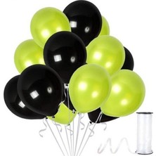 Kidspartim 50 Adet Metalik Yeşil Siyah Balon 2 Renk