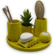 Betonmall Pastel Sarı Beton Banyo Seti