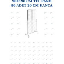 Manken İstanbul Krom Tel Pano Standı 90X190 cm - 80 Adet Kanca Bijuteri Standı Çorap Standı Telefon Standı