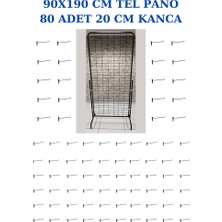 Manken İstanbul Siyah Tel Pano Standı 90X190 cm - 80 Adet Kanca Bijuteri Standı Çorap Standı Telefon Standı