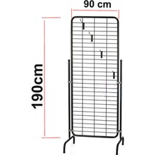 Manken İstanbul Siyah Tel Pano Standı 90X190 cm - 80 Adet Kanca Bijuteri Standı Çorap Standı Telefon Standı