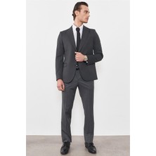 Çetinkaya Mentality 3118 Füme Yunter Loco Slim Fit Takım Elbise