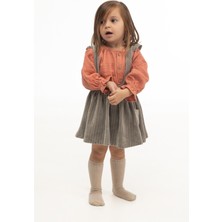 Little Gusto Kadife Jile Elbise Bebek Gri