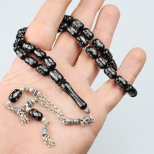 Tesbih Pasajı Gümüş Nokta Işleme Orijinal Erzurum Oltu Taşı Tesbih (8 x