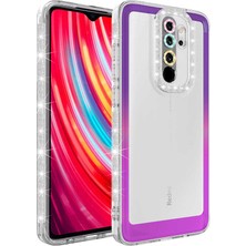 Xiaomi Redmi Note 8 Pro Simli ve Renk Geçiş Tasarımlı Lens Korumalı Silikon Kılıf