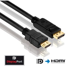 Displayport To HDMI Çevirici Dönüştürücü Kablo - 1.8 Metre