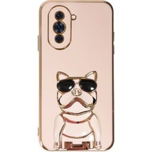 Case Street Huawei Nova 10 Pro Kılıf Kamera Korumalı Köpek Desenli Standlı Silikon Pembe