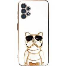 Smcase Samsung Galaxy A13 4g Case Kılıf Kamera Korumalı Köpek Desenli Standlı Silikon Beyaz