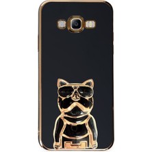 Dlrcase Samsung Galaxy J7 Core Case Kılıf Kamera Korumalı Köpek Desenli Standlı Silikon Siyah