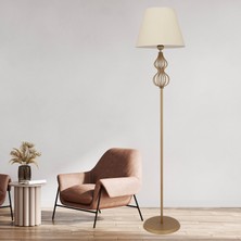 Apliqa Vance Beyaz Şapkalı Eskitme Modern Tasarım Ayaklı Abajur Lamba Metal Lambader