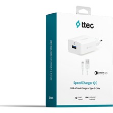 Ttec 2SCQC01C Speedcharger Qc 3.0 Universal Seyahat Şarj Aleti + Type - C Kablo