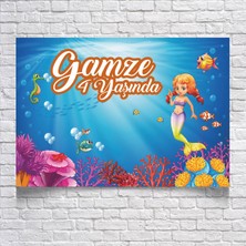 Reysa Tasarım Deniz ve Deniz Kızı  Temalı Doğum Günü AFIŞI35 x 50 cm