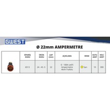 GWEST 22MM Sarı 100A  Ampermetre